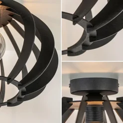 Straluma Landelijke plafondlamp hout mat zwart><noscript><img width=