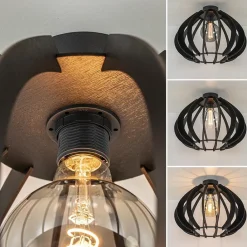 Straluma Landelijke plafondlamp hout mat zwart><noscript><img width=