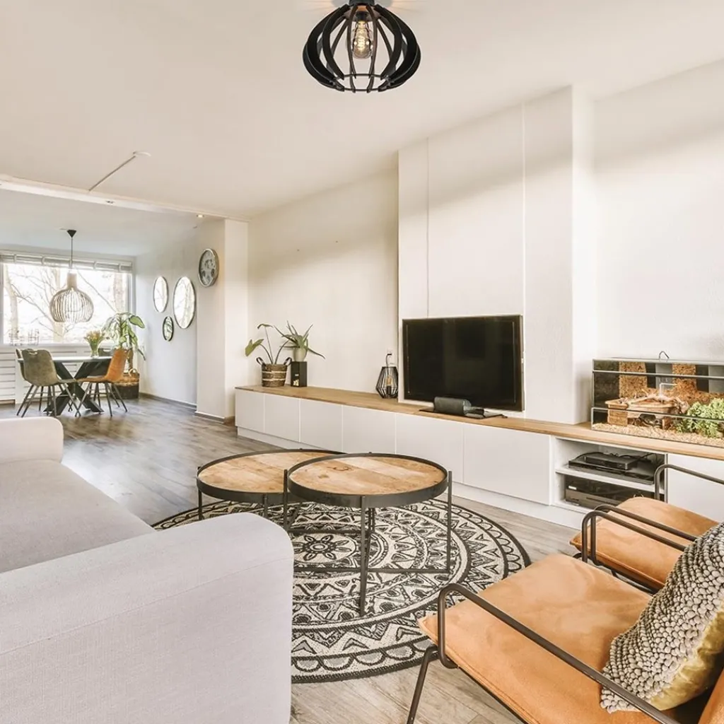 Straluma Landelijke plafondlamp hout mat zwart> Woonkamerlampen|Slaapkamerlampen