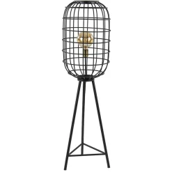 Straluma Landelijke vloerlamp Toah mat zwart met brons> Vloerlampen|Driepoot lampen