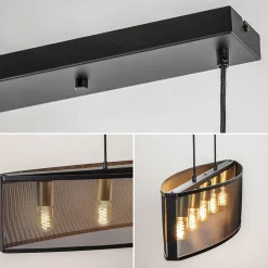 Straluma Langwerpige hanglamp mat zwart metaal met goud><noscript><img width=