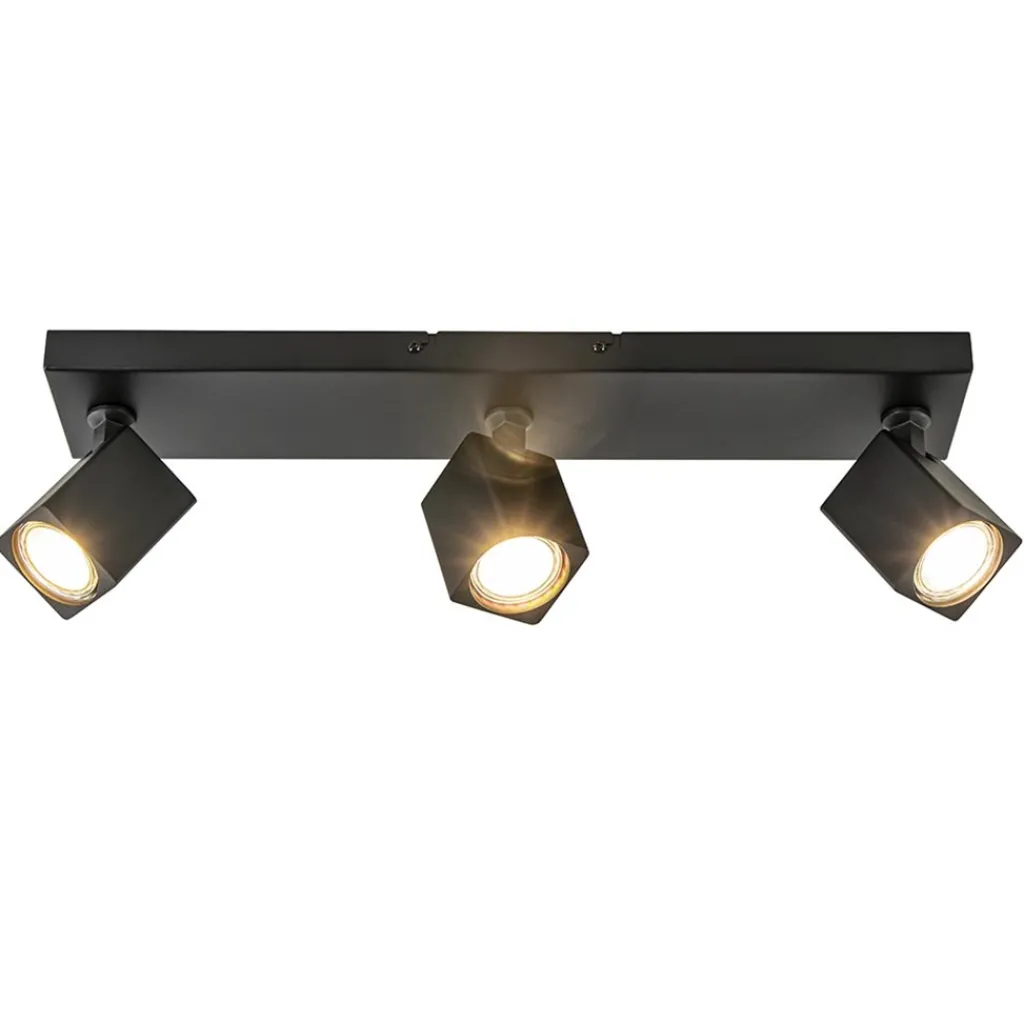 Straluma Langwerpige opbouwspot 3-lichts balk zwart> Opbouwspots|Woonkamerlampen