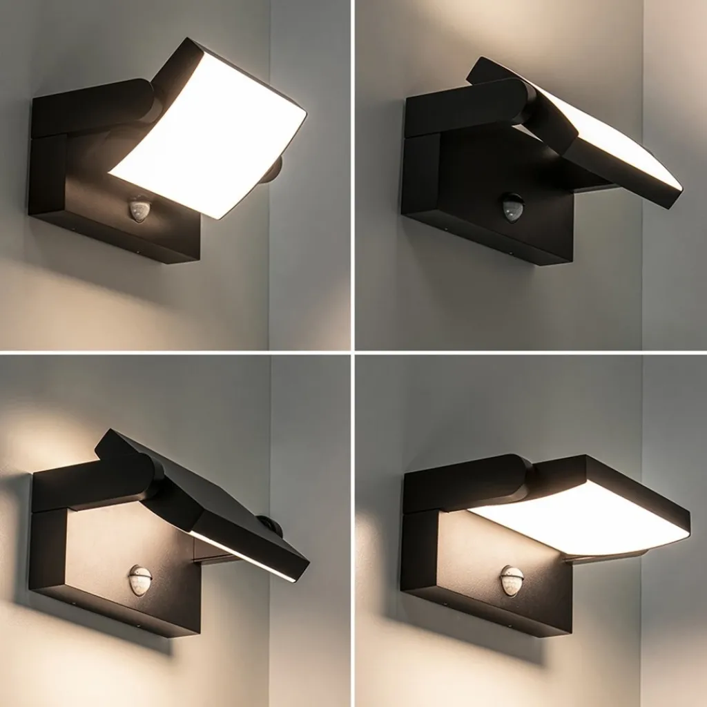 Straluma LED buitenlamp zwart met draaibare kap en sensor> Wandlampen|Buitenlampen
