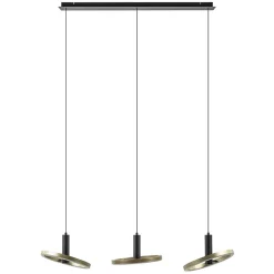 Straluma LED eettafelhanglamp 3-lichts balk zwart/goud dimbaar> Hanglampen|Eettafellampen