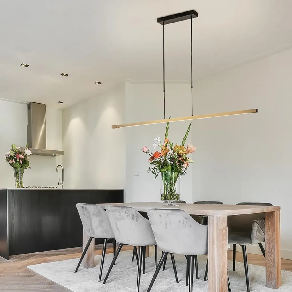 Straluma LED hanglamp aluminium mat zwart met mat goud dimbaar> Hanglampen|Eettafellampen