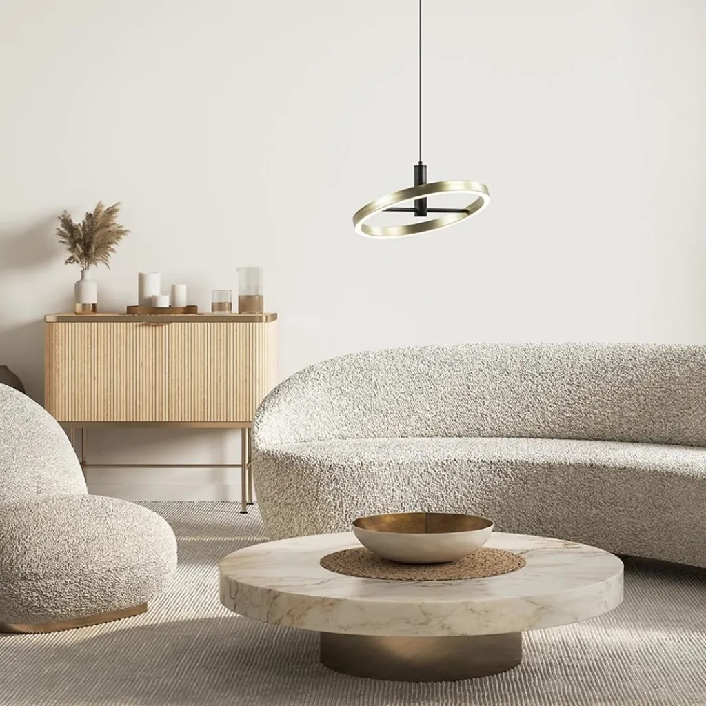 Straluma LED hanglamp Circle zwart/goud 3-standen dimbaar> Hanglampen|Eetkamerverlichting