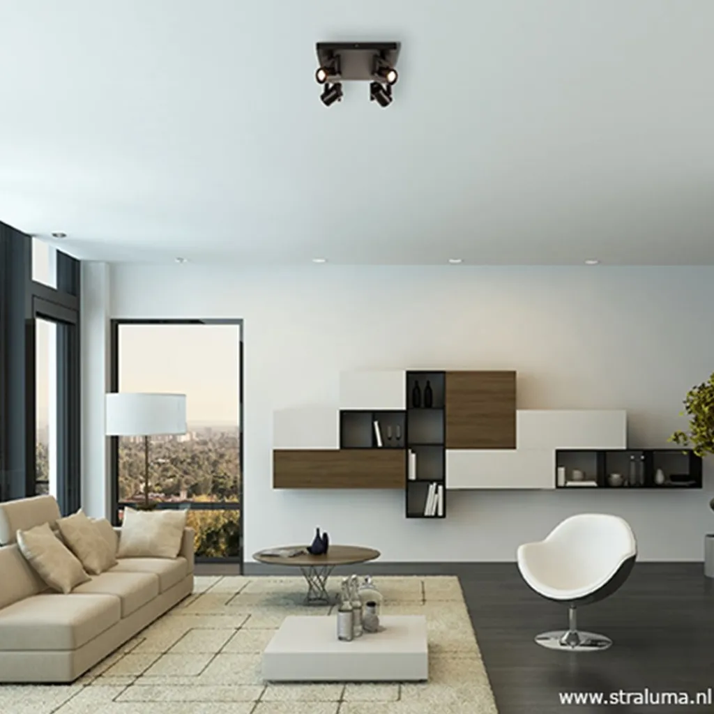 Straluma LED plafondspot vierkant mat zwart> Plafondlampen|Opbouwspots
