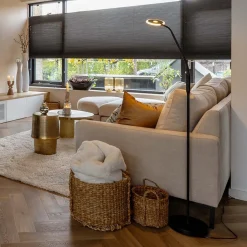 Straluma LED vloer/leeslamp mat zwart metaal verstelbaar><noscript><img width=