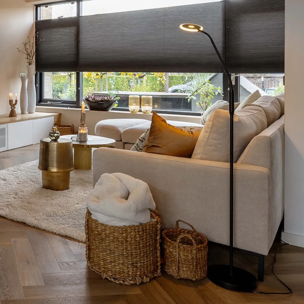 Straluma LED vloer/leeslamp mat zwart metaal verstelbaar> Vloerlampen|Leeslampen