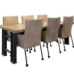 Straluma Lederen armstoel taupe met zwarte poot en wieltjes><noscript><img width=