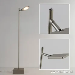 Straluma Leeslamp Block nikkel met pushdimmer> Vloerlampen|Leeslampen
