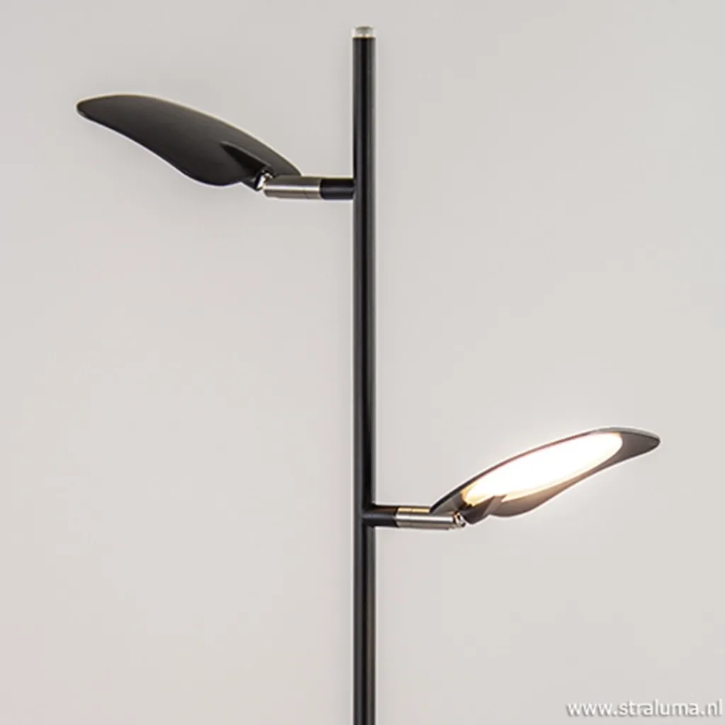 Straluma Leeslamp Raggio 2L zwart 3-step dim> Vloerlampen|Leeslampen