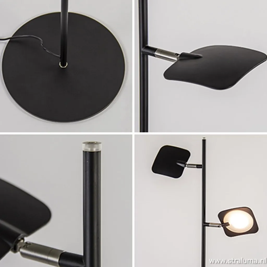 Straluma Leeslamp Raggio 2L zwart 3-step dim> Vloerlampen|Leeslampen