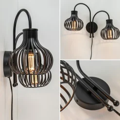 Straluma 2-Lichts draad wandlamp mat zwart> Draadlampen|Woonkamerlampen