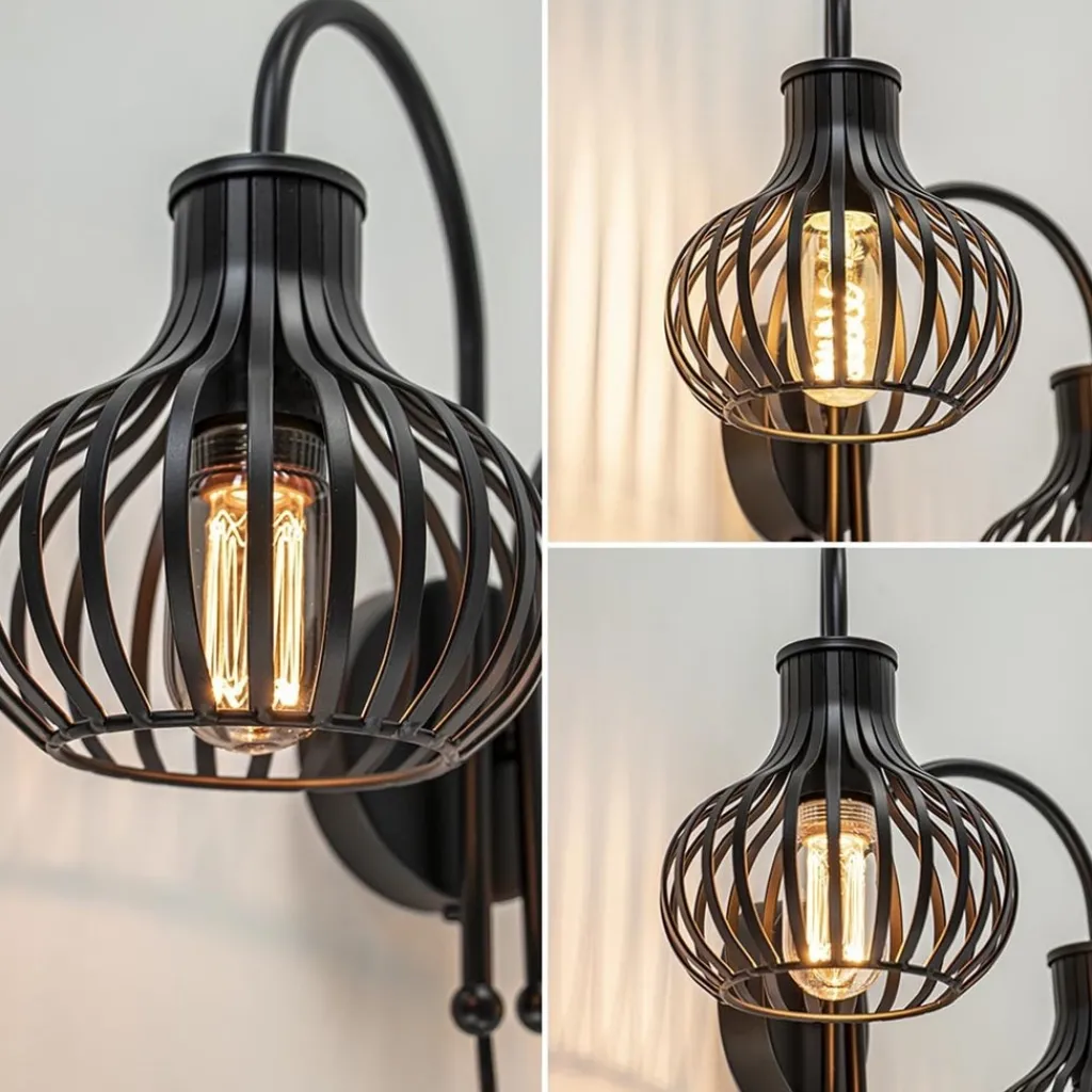 Straluma 2-Lichts draad wandlamp mat zwart> Draadlampen|Woonkamerlampen