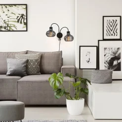 Straluma 2-Lichts draad wandlamp mat zwart><noscript><img width=