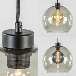 Straluma 3-Lichts eettafelhanglamp met smoke glazen bollen><noscript><img width=