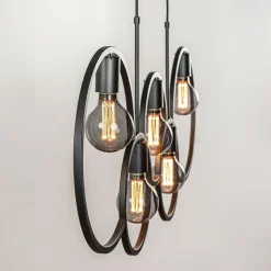 Straluma 5-Lichts eettafelhanglamp ringen mat zwart><noscript><img width=