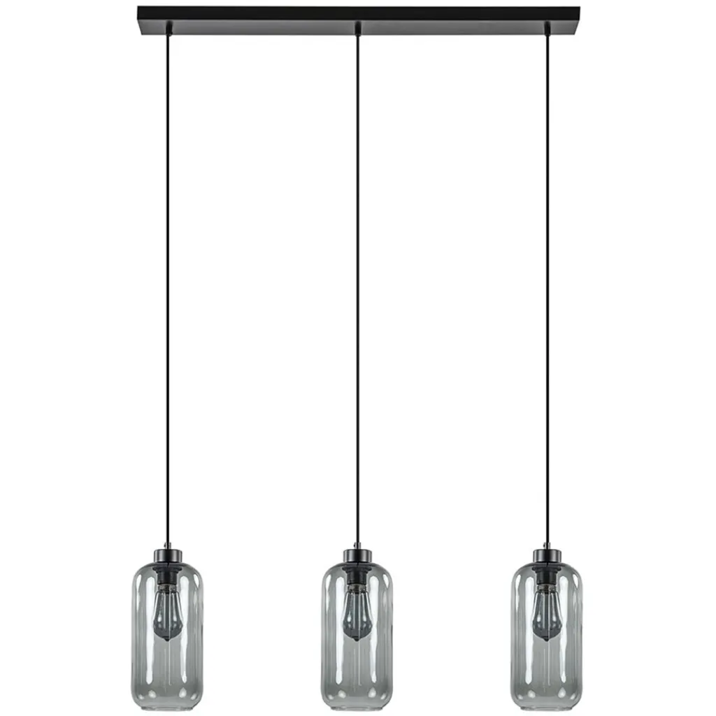 Straluma 3-Lichts eettafelhanglamp smoke glas cilinder> Eettafellampen|Pendel Lampen