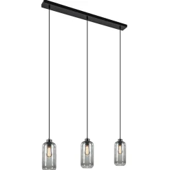 Straluma 3-Lichts eettafelhanglamp smoke glas cilinder> Eettafellampen|Pendel Lampen