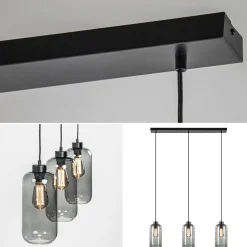 Straluma 3-Lichts eettafelhanglamp smoke glas cilinder><noscript><img width=