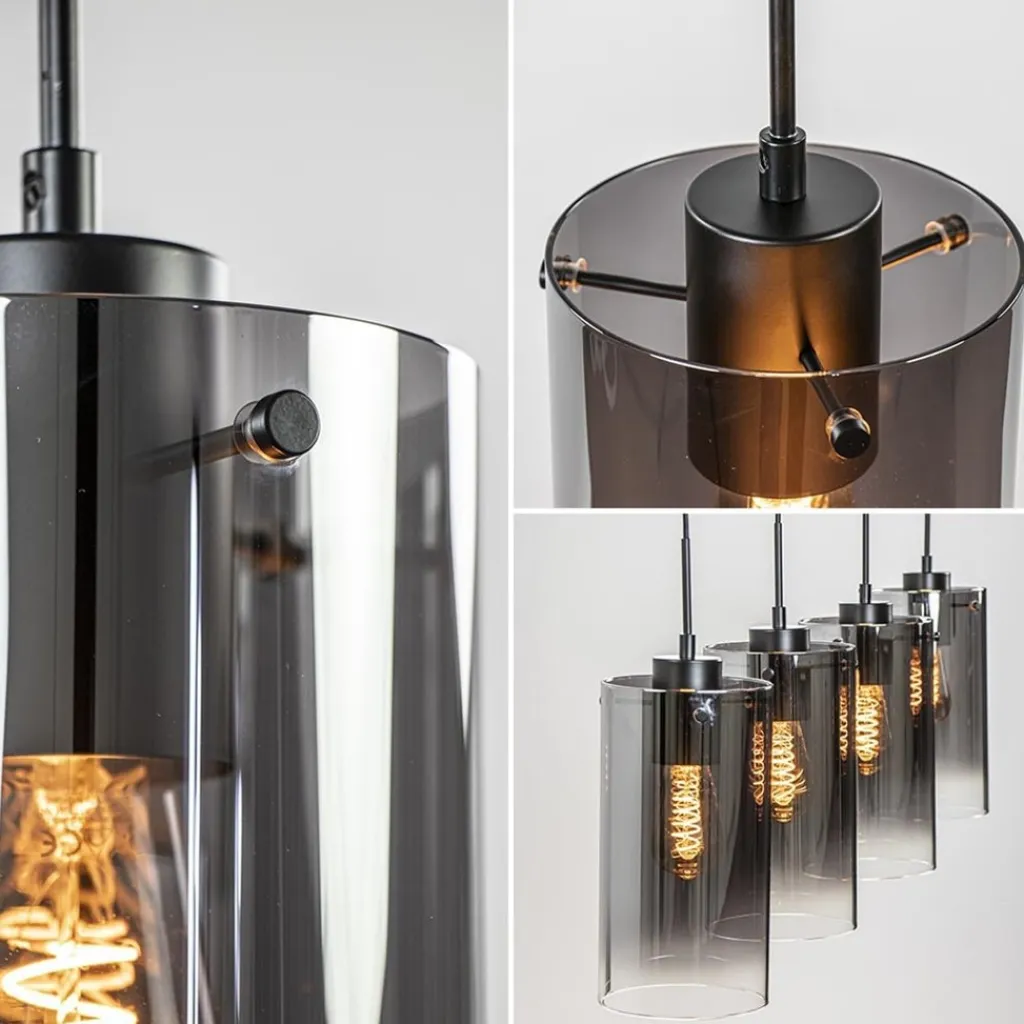 Straluma 4-Lichts eettafelhanglamp smoke glas met verloop> Eettafellampen|Keukenverlichting