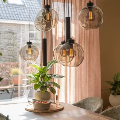 Straluma 8-Lichts eettafelhanglamp smoke glas + GU10 spots><noscript><img width=