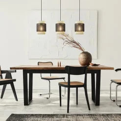 Straluma 3-Lichts eettafelhanglamp webbing met zwart><noscript><img width=