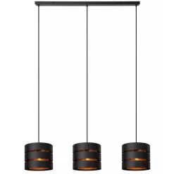 Straluma 3-Lichts eettafelhanglamp zwart met goud> Hanglampen|Eettafellampen