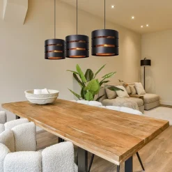 Straluma 3-Lichts eettafelhanglamp zwart met goud><noscript><img width=