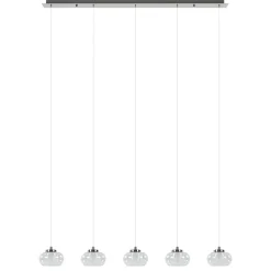 Straluma 5-Lichts hanglamp chroom met helder glas en dimbaar LED> Hanglampen|Eettafellampen