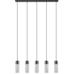 Straluma 5-Lichts hanglamp cilinder helder glas met zwart> Eettafellampen|Pendel Lampen