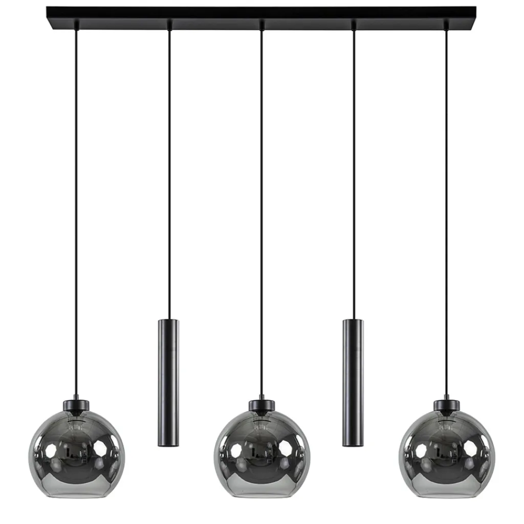 Straluma 5-Lichts hanglamp cilinders en smoke glas> Hanglampen|Eettafellampen