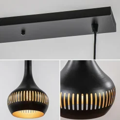 Straluma 3-Lichts hanglamp kegels mat zwart met goud><noscript><img width=