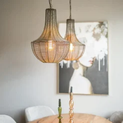 Straluma 2-Lichts hanglamp Khedira mat zwart/brons><noscript><img width=