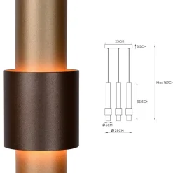 Straluma 3-Lichts hanglamp LED cilinders bruin rond><noscript><img width=
