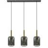 Straluma 3-Lichts hanglamp Lekar antiek brons met smoke glas> Hanglampen|Eettafellampen
