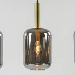 Straluma 3-Lichts hanglamp Lekar antiek brons met smoke glas><noscript><img width=