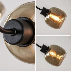 Straluma 6-Lichts hanglamp mat zwart met smoke glazen kappen><noscript><img width=