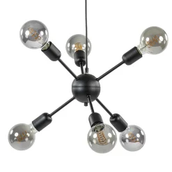 Straluma 6-Lichts hanglamp zwart exclusief lichtbron> Keukenverlichting|Eetkamerverlichting