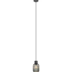 Straluma 1-Lichts hanglamp zwart met smoke glazen cilinder> Hanglampen|Klassieke Verlichting