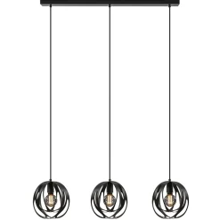 Straluma 3-Lichts hanglamp zwart met ronde kappen> Eettafellampen|Eetkamerverlichting