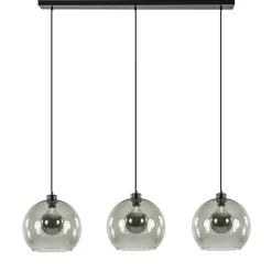 Straluma 3-Lichts hanglamp zwart met smoke glas> Eettafellampen|Pendel Lampen