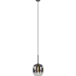 Straluma 1-Lichts hanglamp zwart met smoke/helder glas> Hanglampen|Luxe Verlichting
