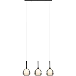 Straluma 3-Lichts hanglamp zwart met smoke glazen kappen> Hanglampen|Eettafellampen