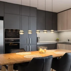 Straluma 5-Lichts LED eettafelhanglamp zwart met champagne glas><noscript><img width=