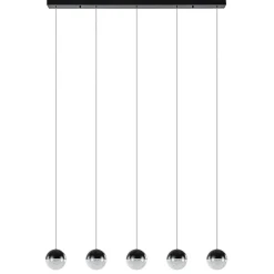 Straluma 5-Lichts LED hanglamp zwart met diamant zand 3-standen dimbaar> Hanglampen|Eettafellampen