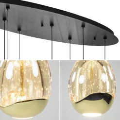 Straluma 8-Lichts ovale hanglamp eggs zwart/goud><noscript><img width=