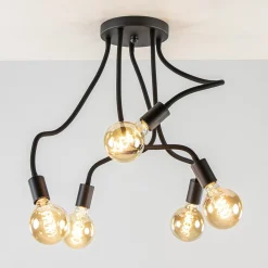 Straluma 5-Lichts plafondlamp mat zwart met flexibele armen> Halverlichting|Plafondlampen