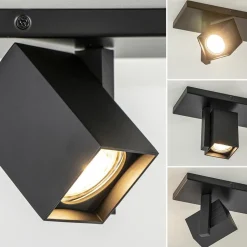 Straluma 2-Lichts plafondlamp met vierkante spots mat zwart><noscript><img width=
